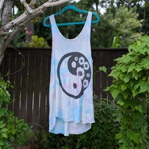 Tie Dye Yin-Yang Sunflower Beach Cover-up